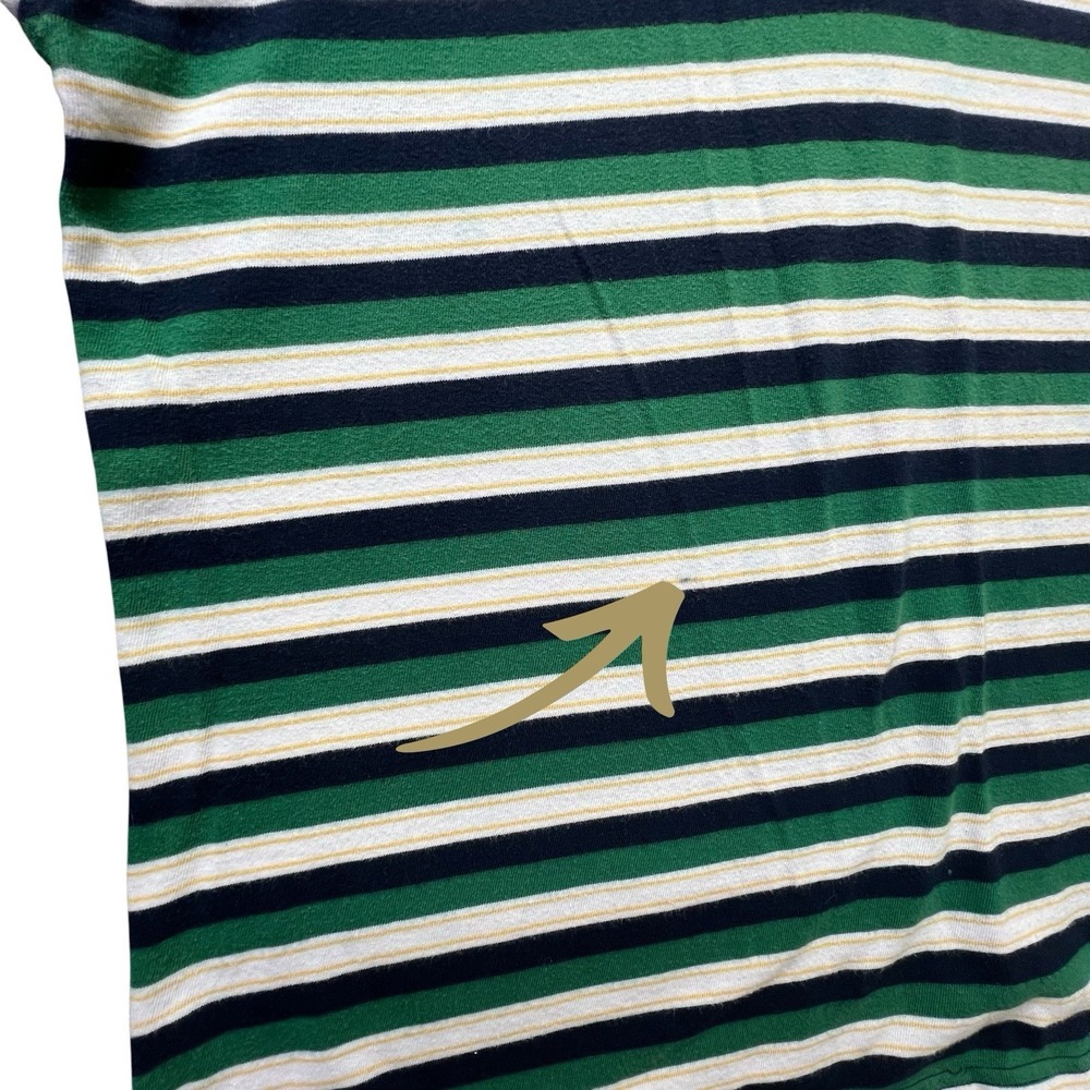 Vintage Bugle Boy Striped Polo Shirt XL Green Navy White 90s Cotton Classic - Picture 7 of 8